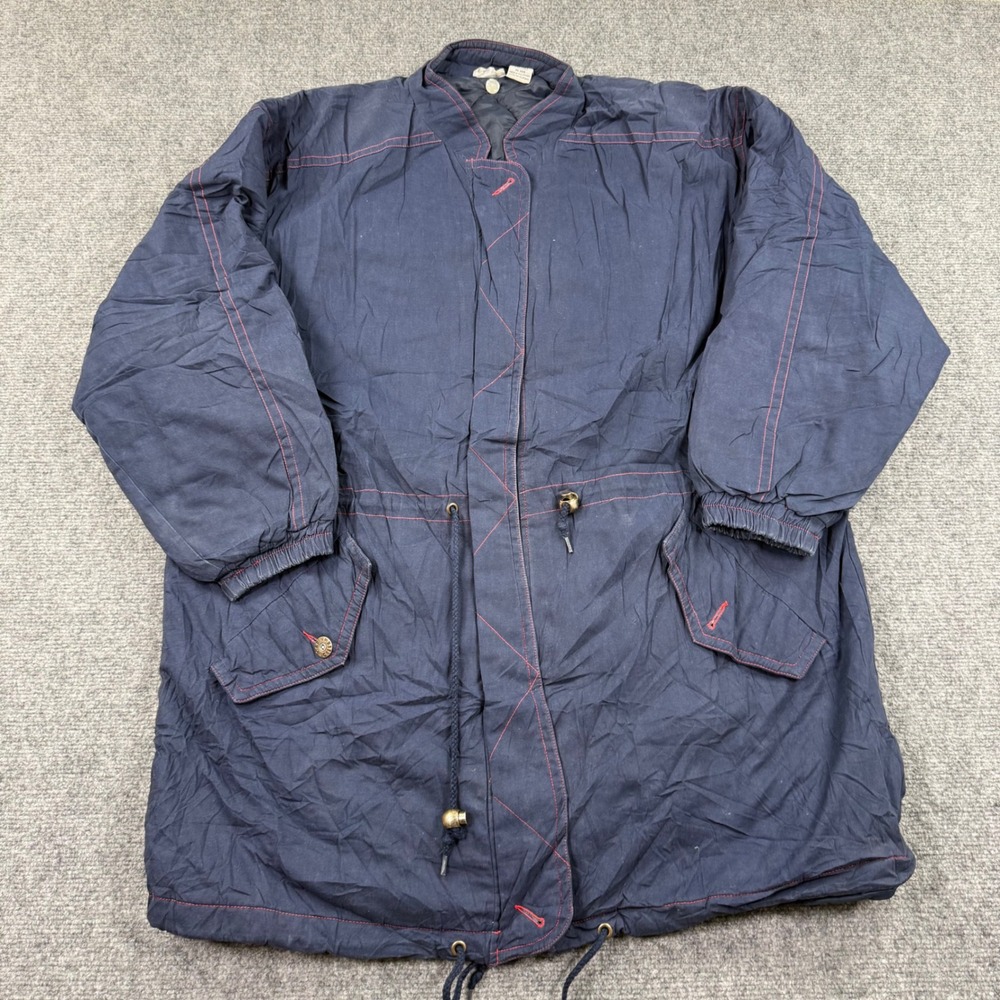 Cabin Creek Parka‎ Jacket Large Navy Blue Quilted Lined Utility Vintage Men's